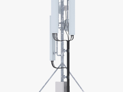 Mobiele telefoontoren op het dak 3 3D Model