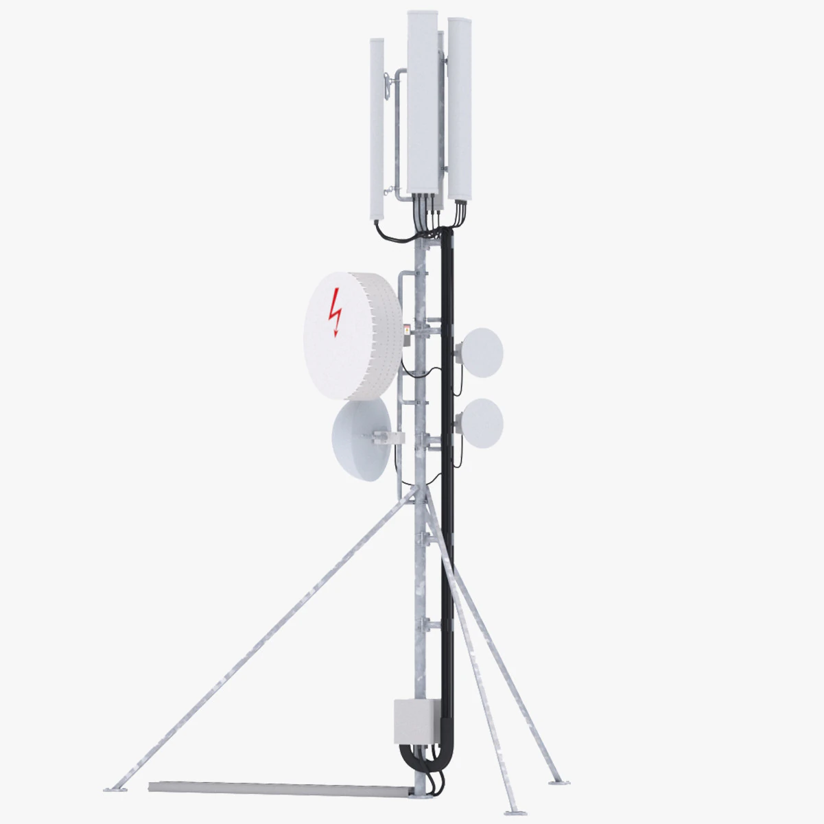 Rooftop Cell Phone Tower 4 3D Model .c4d .max .obj .3ds .fbx .stl .blend 