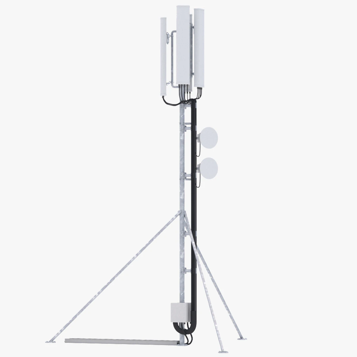 Rooftop Cell Phone Tower 5 3D Model .c4d .max .obj .3ds .fbx .stl .blend 