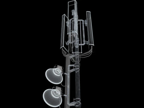 Rooftop Cell Phone Tower 5 3D Model