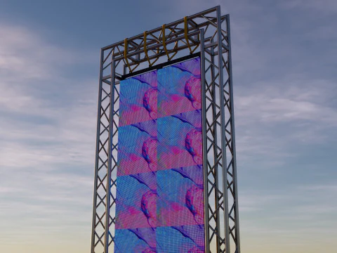 Led Screen Display Panel Monitor and Truss 3D Model