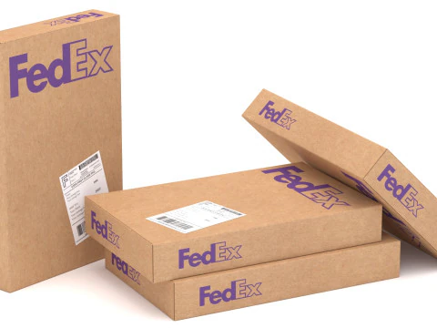 Caixa de embalagem de papel&atilde;o Fedex Modelo 3D