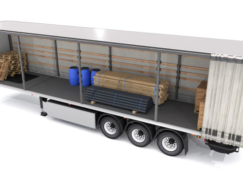 Cortina aberta para semi-reboque Modelo 3D