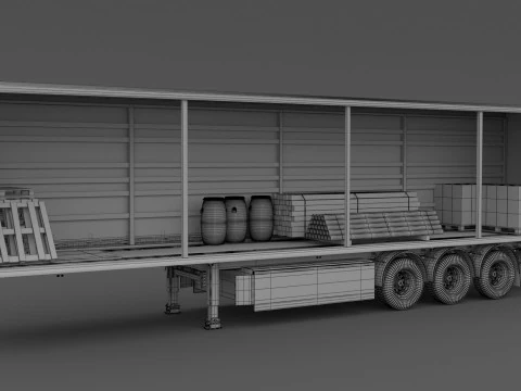 Cortina aberta para semi-reboque Modelo 3D