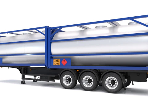 Semi-reboque chassi com cont&ecirc;iner tanque Modelo 3D