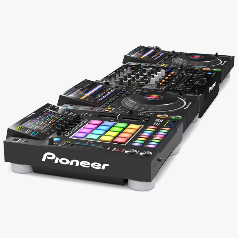 Pioneer DJ Set 5 DJS 1000 DJM0750 MK2 y CDJ 3000 Nexus Modelo 3D .c4d .max .obj .3ds .fbx .stl .blend