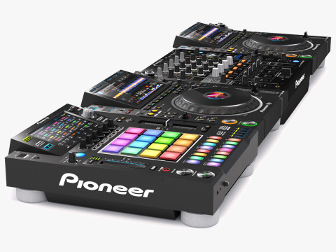 DJ Set Pioneer 5 DJS 1000 DJM0750 MK2 и CDJ 3000 Nexus 3D Модель