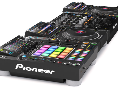 Pioneer DJ Set 5 DJS 1000 DJM0750 MK2 y CDJ 3000 Nexus Modelo 3D
