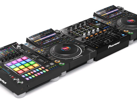 Pioneer DJ Set 5 DJS 1000 DJM0750 MK2 e CDJ 3000 Nexus Modello 3D