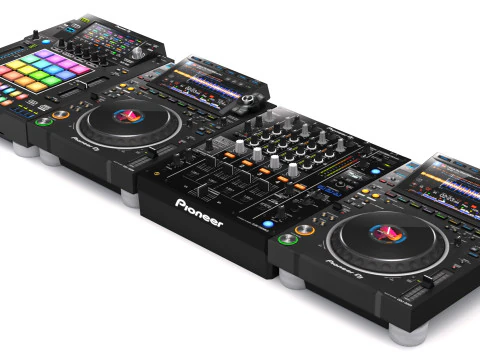 Pioneer DJ Set 5 DJS 1000 DJM0750 MK2 e CDJ 3000 Nexus Modello 3D