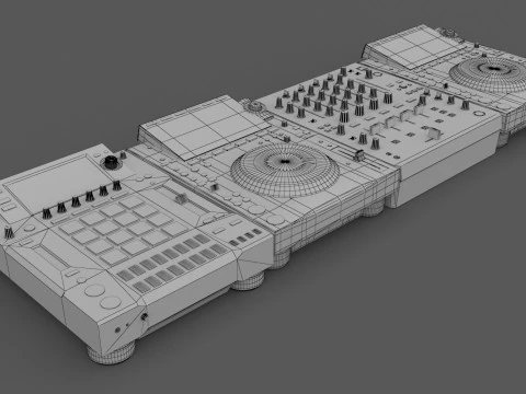 Pioneer DJ Set 5 DJS 1000 DJM0750 MK2 e CDJ 3000 Nexus Modello 3D