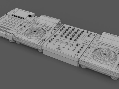 Pioneer DJ Set 5 DJS 1000 DJM0750 MK2 e CDJ 3000 Nexus Modello 3D