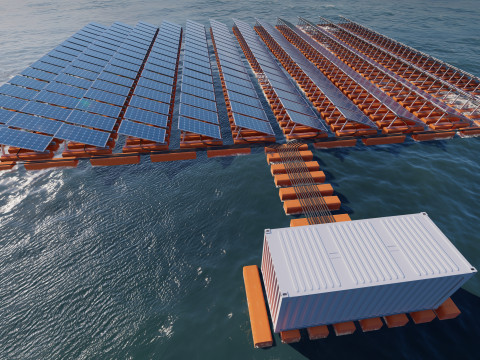 Floating Solar Panels 3D Model