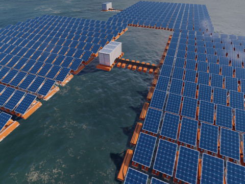 Floating Solar Panels 3D Model