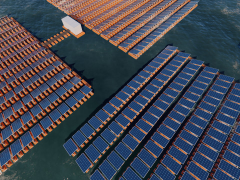 Floating Solar Panels 3D Model