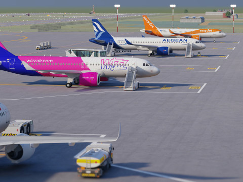 Koleksi Bandara dengan Interior Model 3D