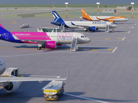 Collezione aeroportuale con interni Modello 3D