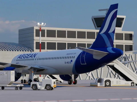 Collezione aeroportuale con interni Modello 3D