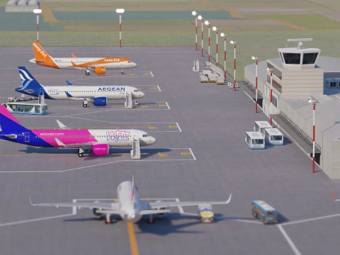 Collezione aeroportuale con interni Modello 3D