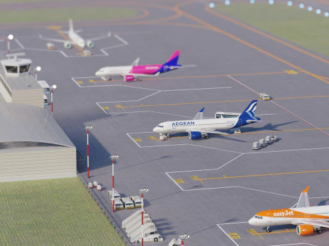 Collezione aeroportuale con interni Modello 3D