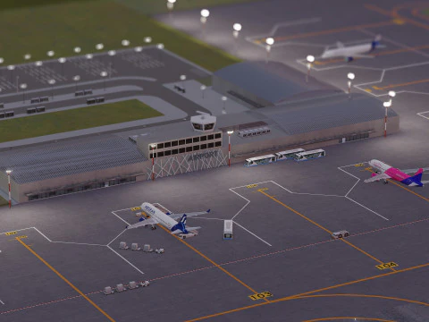 Collezione aeroportuale con interni Modello 3D