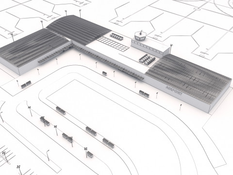 Koleksi Bandara dengan Interior Model 3D