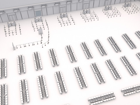 Koleksi Bandara dengan Interior Model 3D