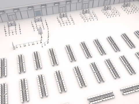 Collezione aeroportuale con interni Modello 3D
