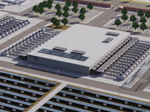 Apple-Rechenzentrumsgeb&auml;ude mit Innenraum 3D Modell