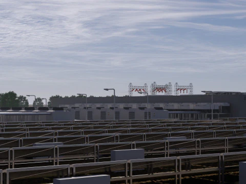 Apple Data Center Building with Interior 3D Model