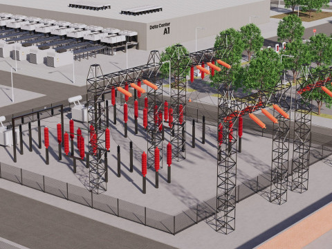 Gedung Pusat Data Apple dengan Interior Model 3D