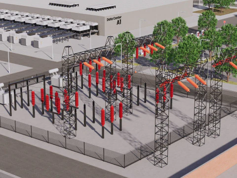 Apple Data Center Building with Interior 3D Model