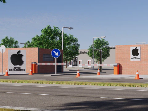 Apple Data Center Building with Interior 3D Model