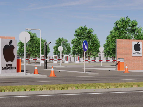 Apple Data Center Building with Interior 3D Model