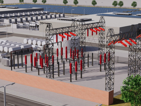 Gedung Pusat Data Apple dengan Interior Model 3D