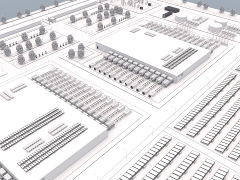 Gedung Pusat Data Apple dengan Interior Model 3D