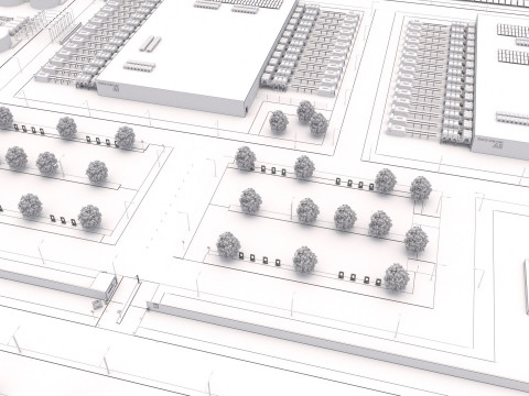 Gedung Pusat Data Apple dengan Interior Model 3D