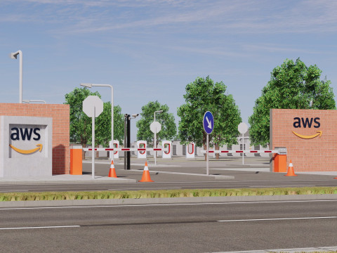 내부가 포함된 AWS Amazon 데이터 센터 건물 3D 모델