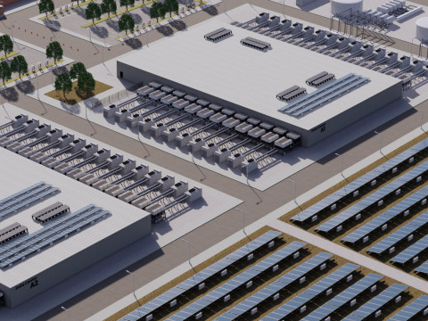 Google-Rechenzentrumsgebäude mit Innenraum 3D Modell