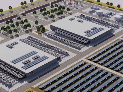 Google Datacentergebouw met interieur 3D Model