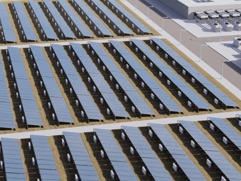 Edificio del data center di Google con interni Modello 3D