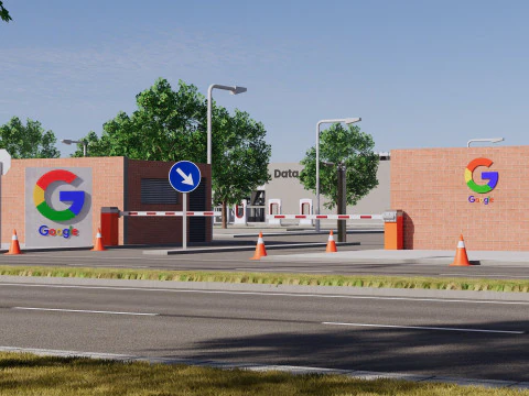 Edificio del data center di Google con interni Modello 3D