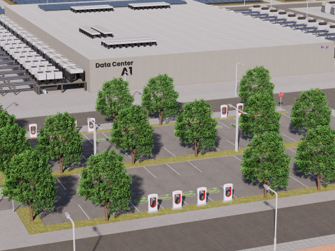 Google Datacentergebouw met interieur 3D Model