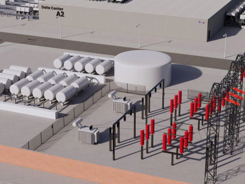 Edificio del data center di Google con interni Modello 3D