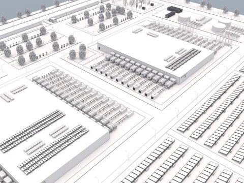 Edificio del data center di Google con interni Modello 3D