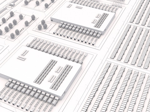 Google Datacentergebouw met interieur 3D Model