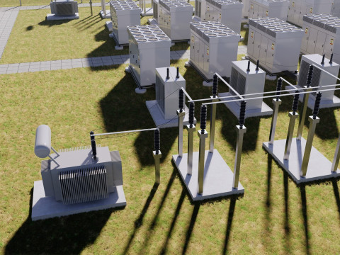 Centrale électrique de stockage sur batterie Modèle 3D