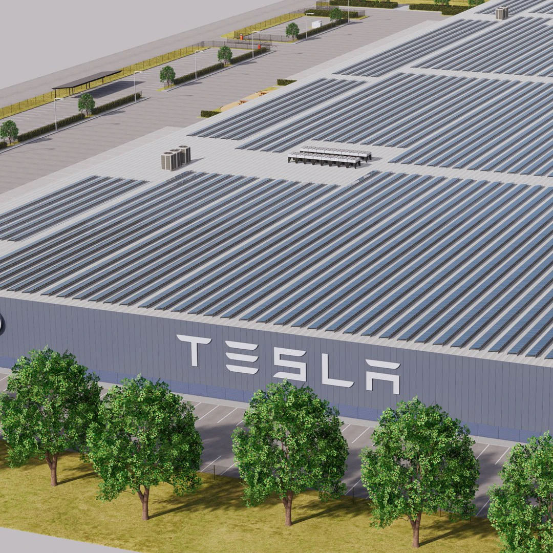 Tesla Giga Factory 3D Model .c4d .max .obj .3ds .fbx .stl .blend 