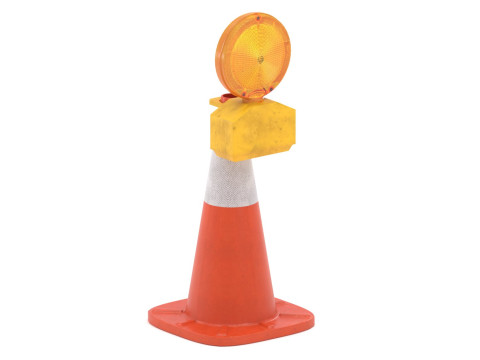 Traffic Cone with Safety Amber Warning Light 3D Model