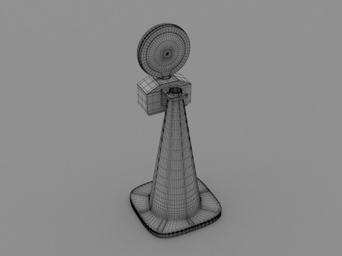 Traffic Cone with Safety Amber Warning Light 3D Model